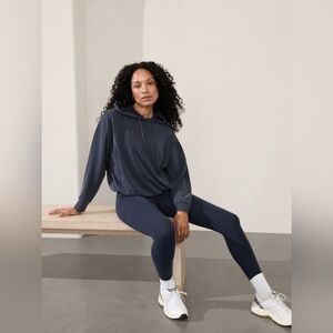 *NWT* Athleta Navy Blue Bubble Hem Cropped Hoodie